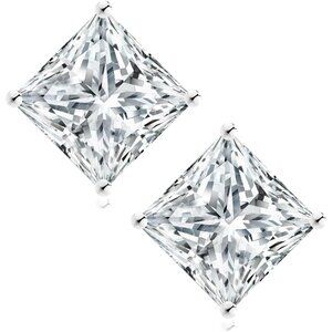 Princess Cut Moissanite Earrings Studs for Women, Anniversary Birthday Gift for